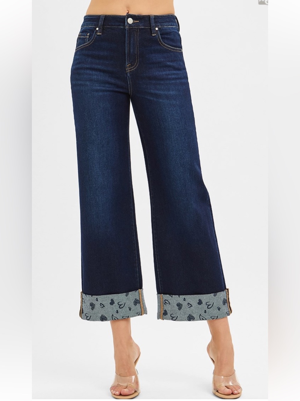 349 ❤️ RISEN SLOUCHY CROP WIDE WITH PRINTED CUFF JEANS